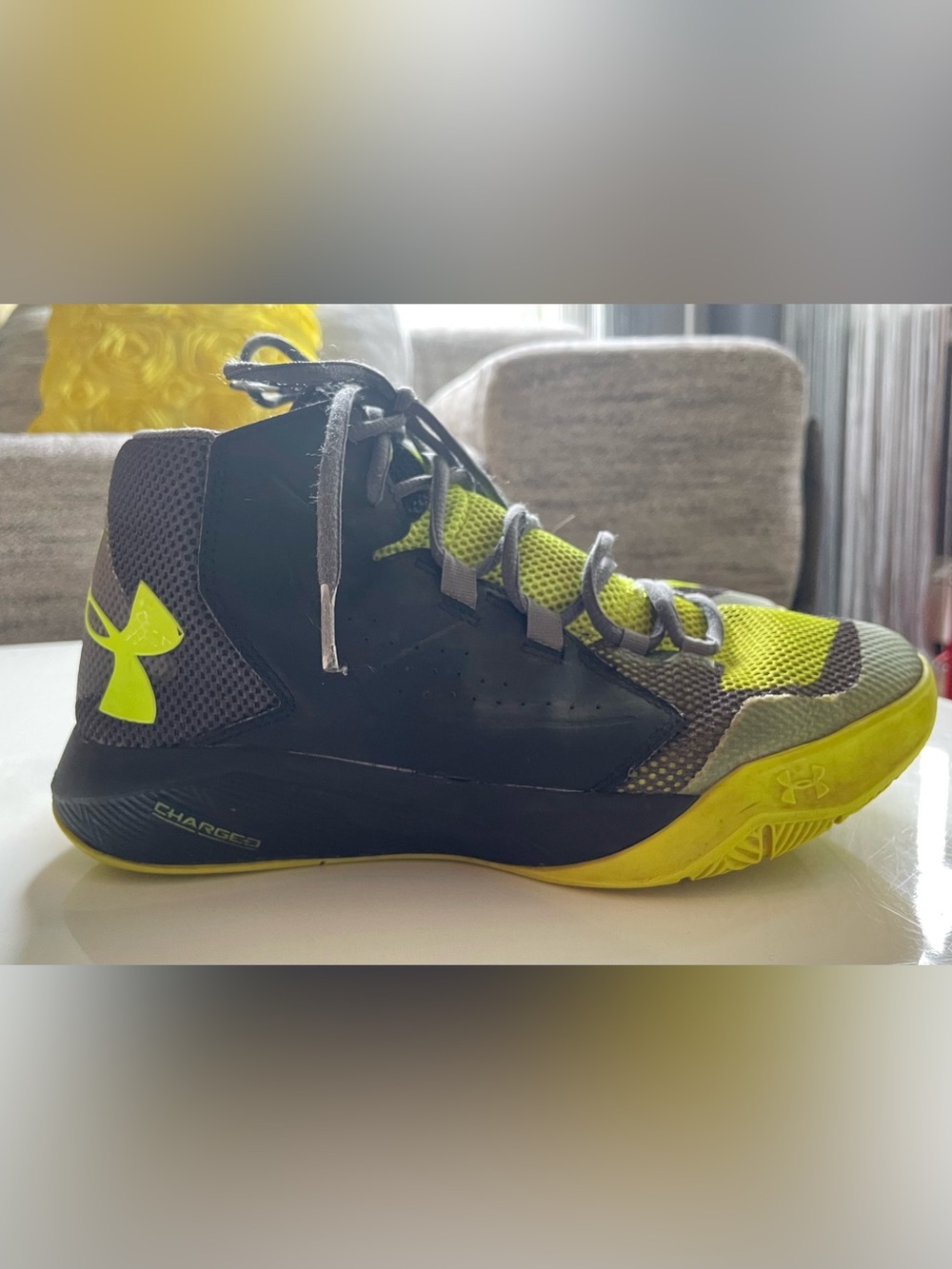 Youth Black and Neon Yellow Athletic Sneakers